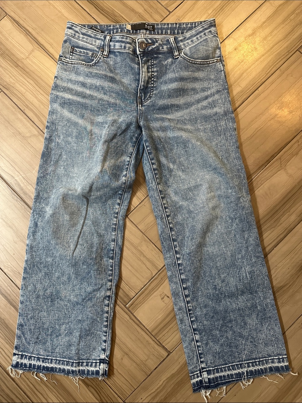 Kut from the Kloth Charlotte Fab Ab Coulotte Jeans 6 in Acid wash denim